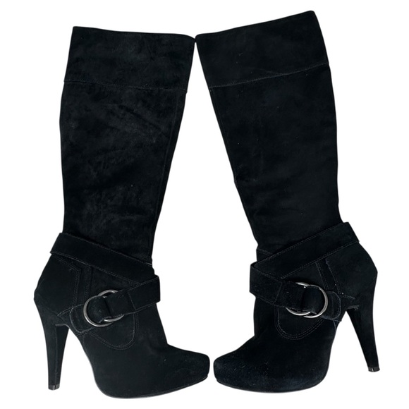 Steve Madden Shoes - Steve Madden Ballott Black Suede Knee High Boots Almond Toe Size 9